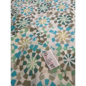 Lulla Collection by BINDYA 100% Silk Scarf Geometric Kaleidoscope Teal Green 39"